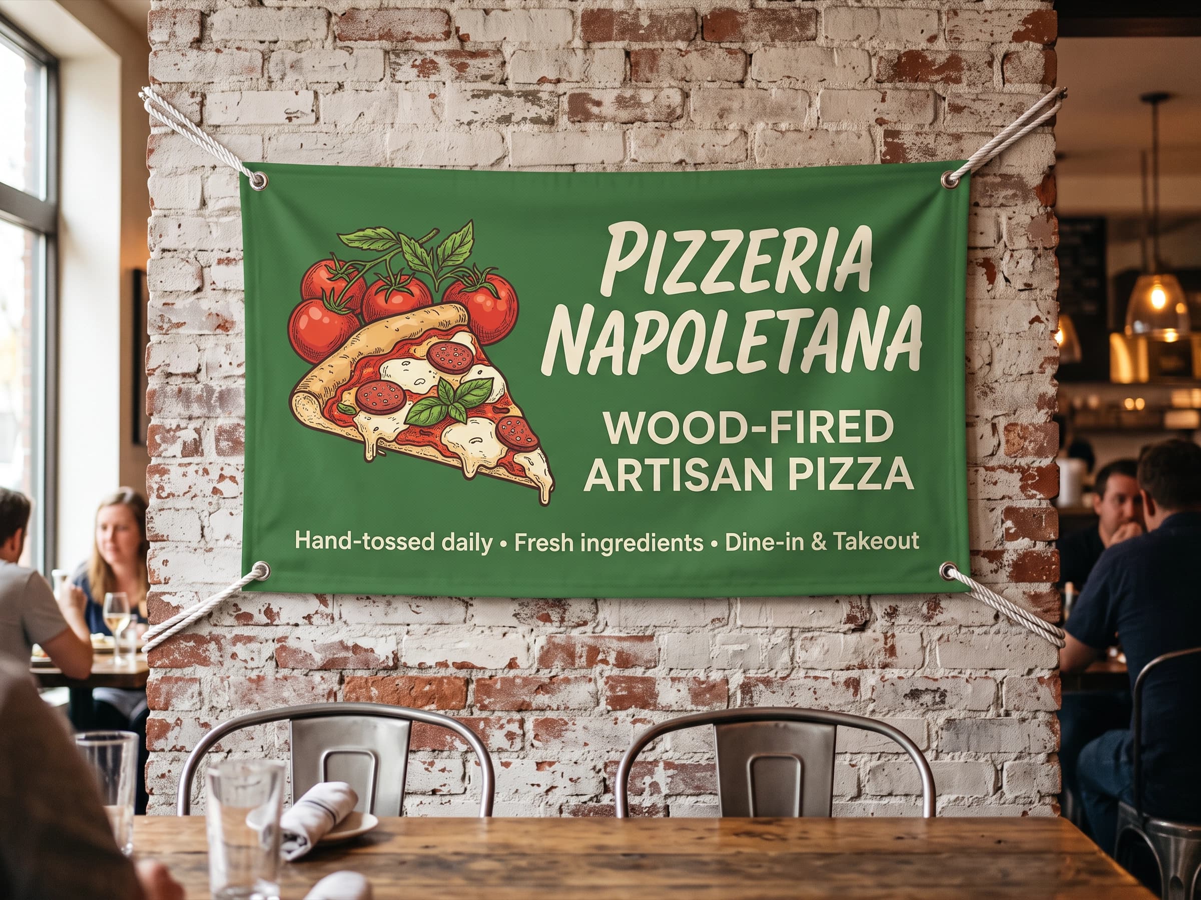 Vinyl banner on a wall